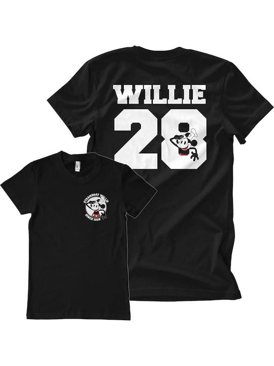 Paperinos Steamboat Willie 28 T-shirt Μαύρο Βαμβακερό