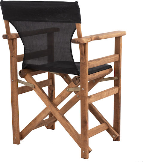 Director's Chair Wooden Limnos Black Velvet-Black Metal 57x54x88.5cm