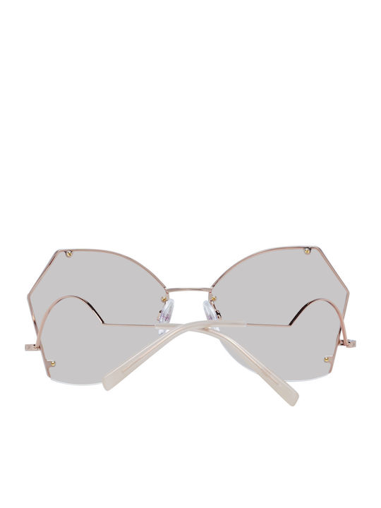 Ana Hickmann Damentaschen Sonnenbrille mit Gold Metallischer Rahmen und Grauen Gläsern