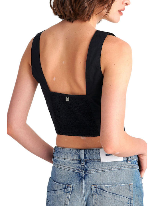 Attrattivo Γυναικείο Crop Top με Τιράντες Black