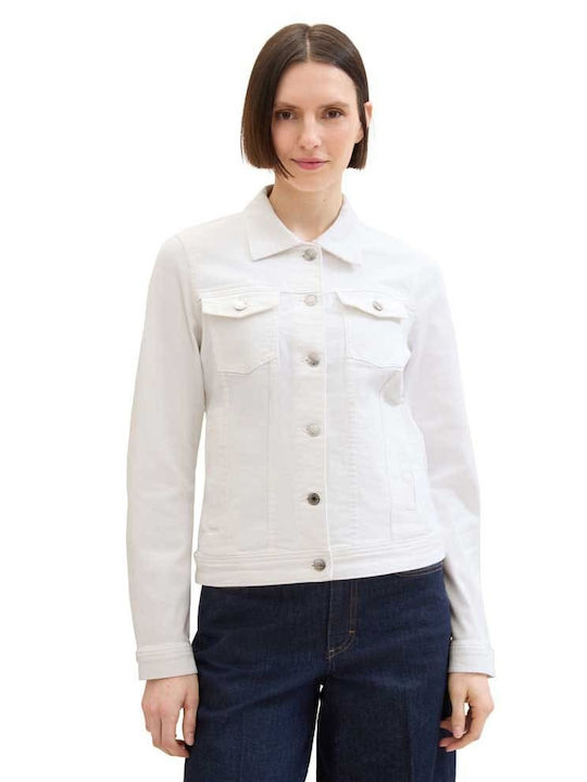 Tom Tailor Women's Short Jean Jacket for Spring or Autumn Colored Denim Jacket