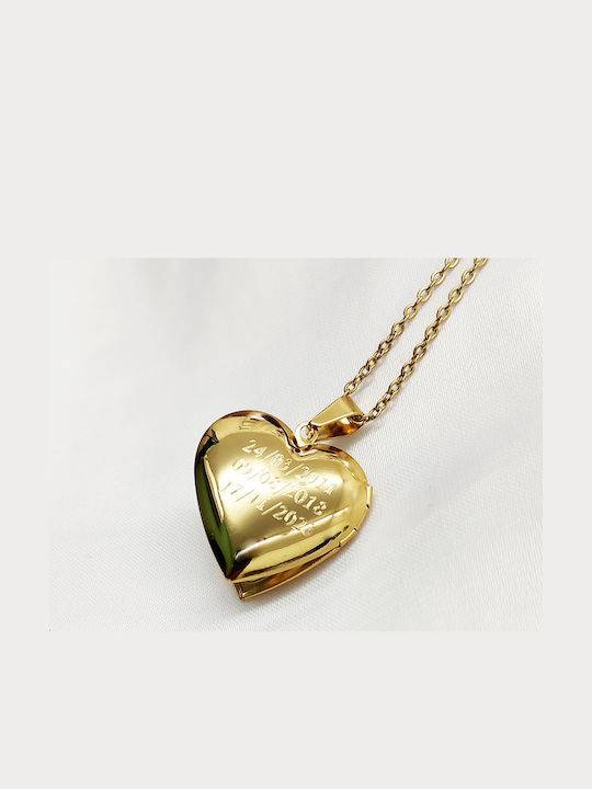 Theodora's Jewellery Колие с дизайн Сърце от Позлатено Стомана