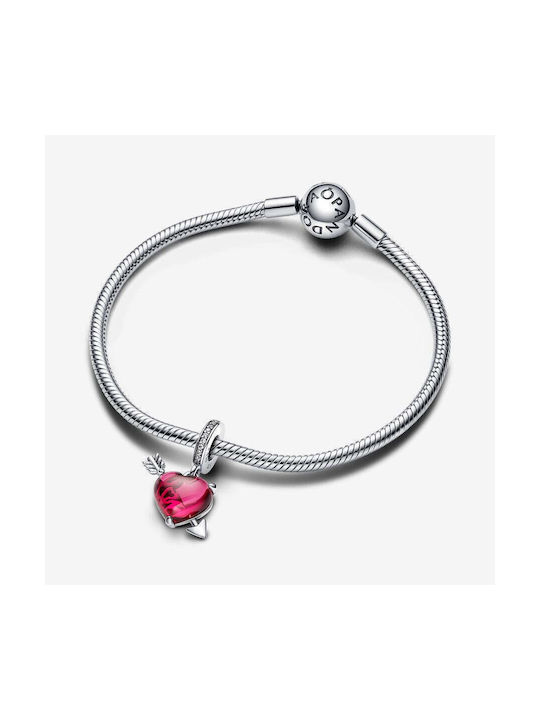 Pandora Charm Herz aus Silber mit Zirkon Rote