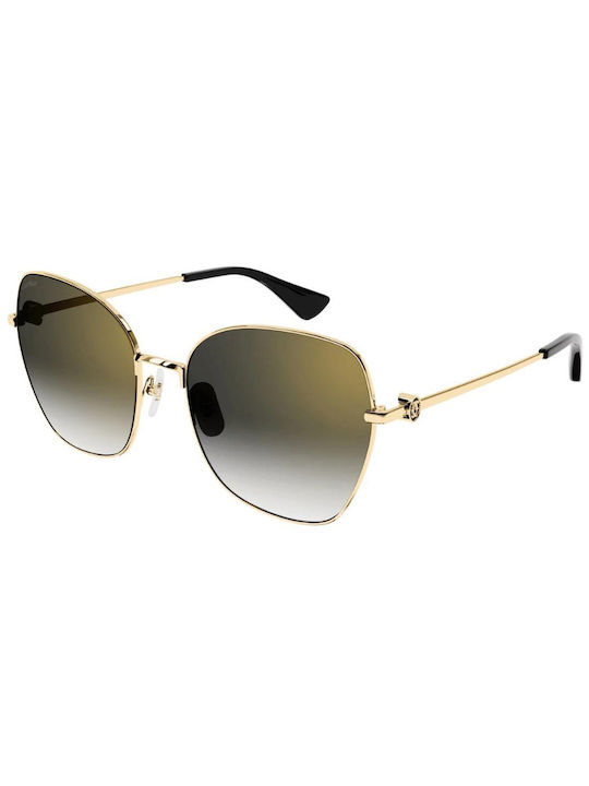 Cartier Women's Sunglasses with Gold Metal Frame and Gold Gradient Mirror Lens CT0402S 001