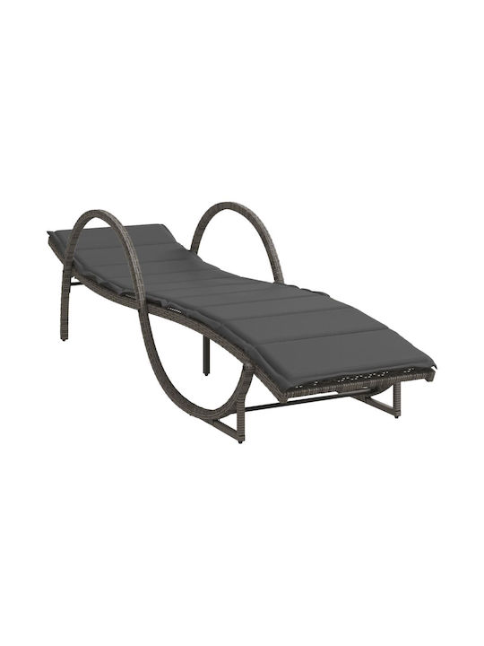 Ξαπλώστρα Rattan με Μαξιλάρι Γκρι 2τμχ 199x60x42εκ.