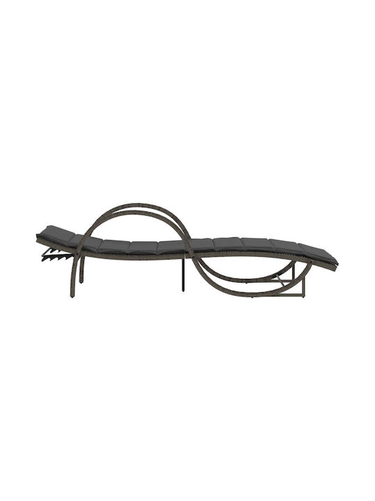 Ξαπλώστρα Rattan με Μαξιλάρι Γκρι 2τμχ 199x60x42εκ.