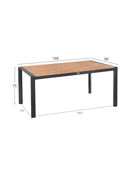 Masa pentru spații exterioare Aluminiu Goya Cărbune de lemn 160x80x75buc
