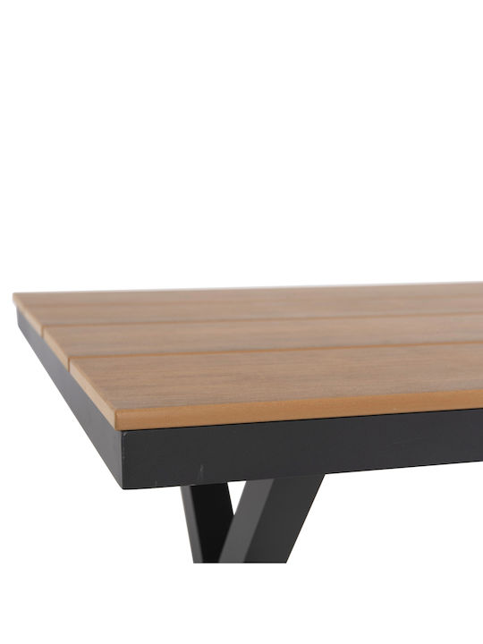 Masa pentru spații exterioare Polywood cu schelet din aluminiu Tawnee Cărbune de lemn 150x89.5x73buc