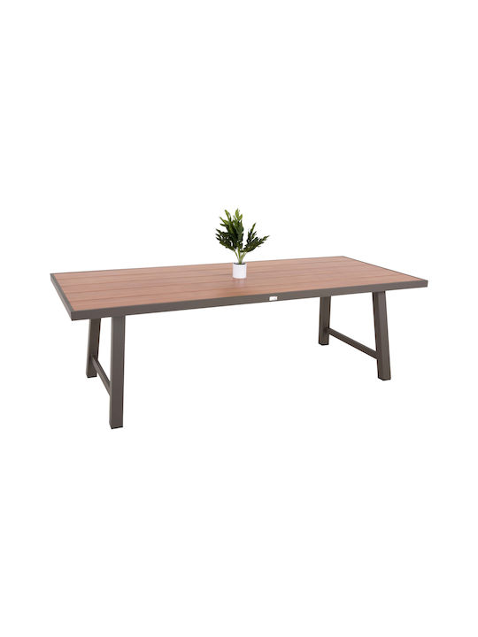 Gobar Outdoor Dinner Free Standing Table with Wood Surface and Aluminum Frame Beige 70x70x75cm