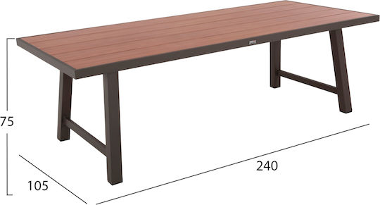 Outdoor Dinner Free Standing Aluminum Table Ecru 240x105x75cm