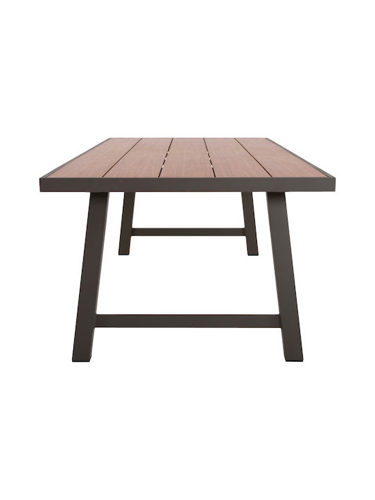 Gobar Outdoor Dinner Free Standing Table with Wood Surface and Aluminum Frame Beige 70x70x75cm