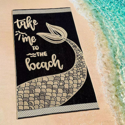 Lino Home Beach Towel Cotton Black 160x86cm.