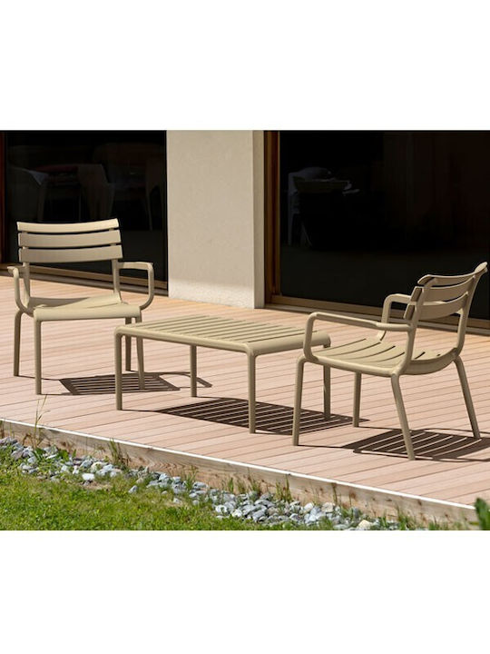 Sitting Room Table for Small Spaces Made of Polypropylene Paris Taupe 90x50x40cm