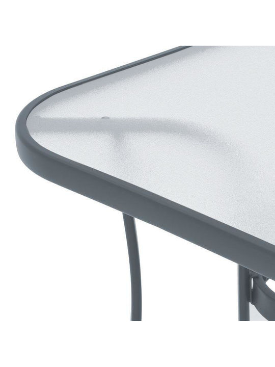 Маса Стабилна Метален със Стъклена Повърхност Steel Сив 140x80x70бр