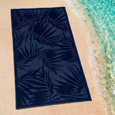 Lino Home Blue Cotton Beach Towel 160x86cm