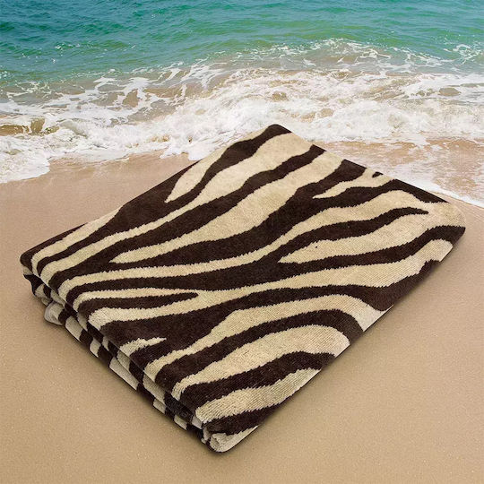 Lino Home Πετσέτα Θαλάσσης Βαμβακερή Καφέ 160x86εκ.