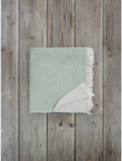 Nima Beach Towel Pareo Cotton Green with Fringes 170x90cm