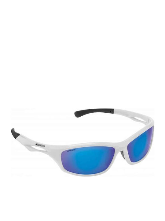Unisex Sonnenbrille mit Weiß Kunststoff Gestell und Grün Polarisiert Linse
