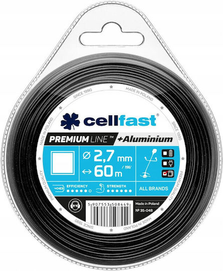 Cellfast Aluminum Square Brush Cutter Trimmer Line 2.7mm 60m