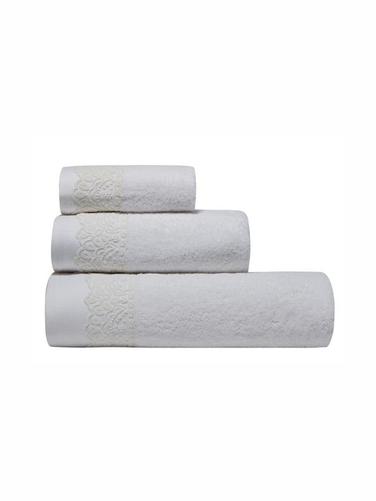 Kentia Σετ Πετσέτες Μπάνιου 3τμχ Hermione White Βάρους 450gr/m²