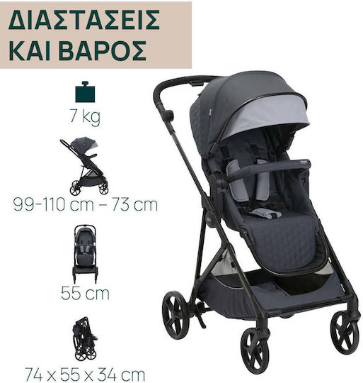 Chicco Seety Adjustable Baby Stroller Suitable for Newborn 53 Boston Grey 7kg