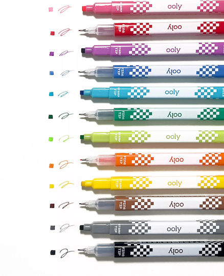 Double-ended Markers Square Stamp Thin Tip Set 12