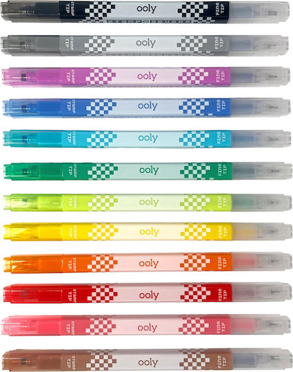 Double-ended Markers Square Stamp Thin Tip Set 12