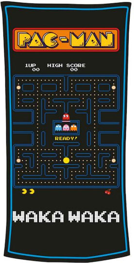 Groovy Pac-Man Chase Παιδική Πετσέτα Θαλάσσης Μαύρη 150x75εκ.