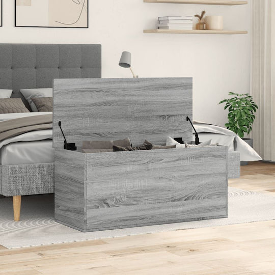 vidaXL Декоративна куфар Дърво Сив 100x42x46бр