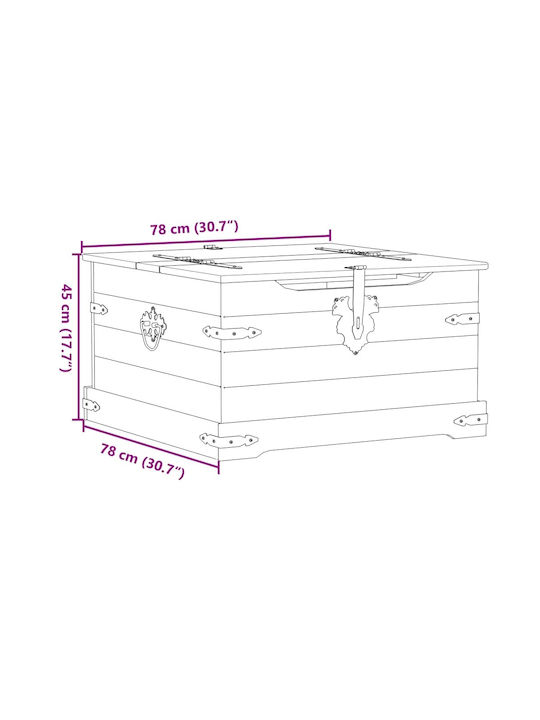 vidaXL Διακοσμητικό Μπαούλο Ξύλινο Καφέ 78x78x45εκ.