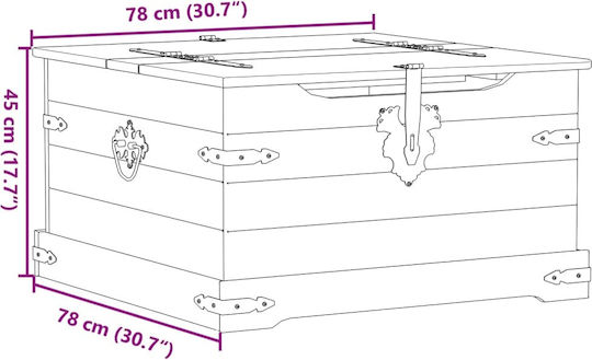 vidaXL Декоративна куфар Дърво Кафяв 78x78x45бр