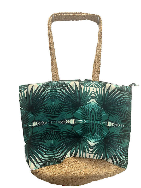 Bluepoint Wicker Beach Bag Green