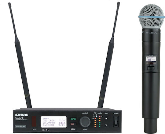 Shure ULXD24/B58 Комплект Безжично Δυναμικό Микрофон Ръчен, с амортисьори за Вокали в Черен Цвят