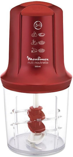 Moulinex Moulinette Πολυκόπτης Multi 500W με Δοχείο 500ml Κόκκινος