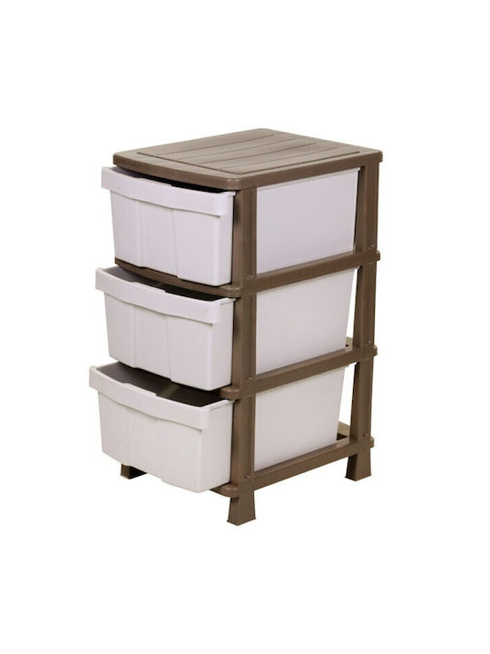 Homeplast Plastic Food Rack Drawer with 3 Tiers Brown 50x40x77cm