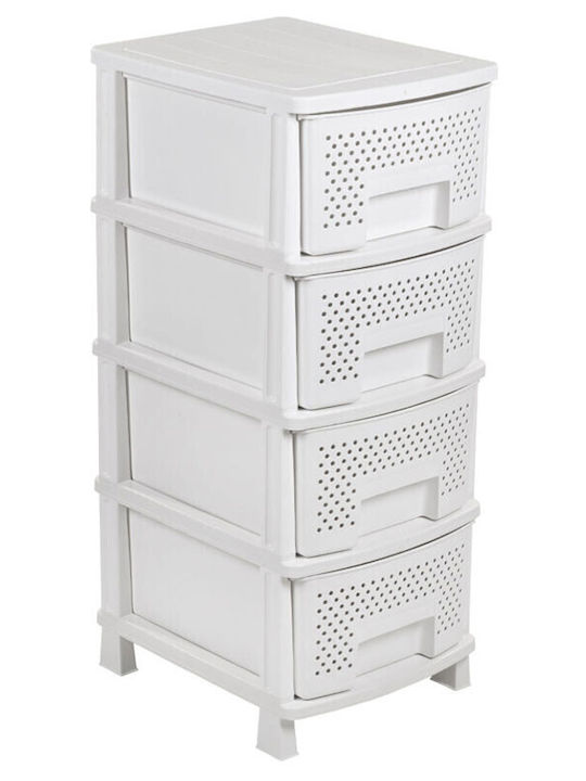Homeplast Ziva Perforated Plastic Drawer Unit 4 Tiers White 50x40x99cm