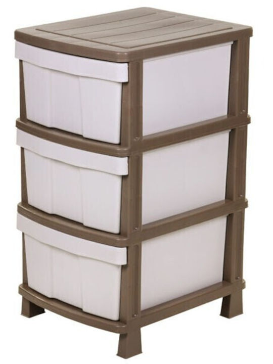 Homeplast Plastic Food Rack Drawer with 3 Tiers Brown 50x40x77cm