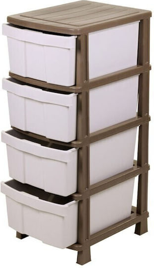 Homeplast Ziva Plastic Drawer Unit 4 Tiers Brown 50x40x99cm