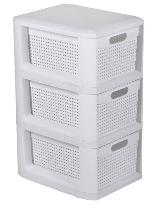 Homeplast Gabri Perforated Plastic Drawer Unit 3 Tiers White 33x26x51cm