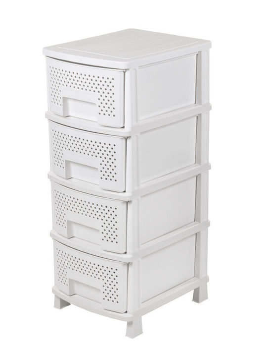 Homeplast Ziva Perforated Drawers Plastic White 4 Slots 50x40x99cm