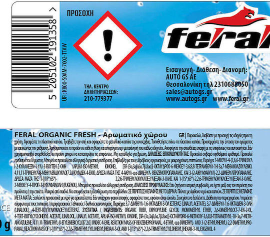 Feral Lufterfrischer-Dose Konsole/Anzeigetafel Auto Organic Collection Frisch 40gr 1Stück
