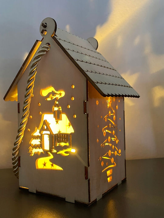 Crăciunescă Iluminată Decorativă Scenă Maro cu Baterie 14x7.5x7.5cm.