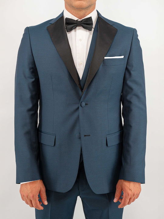 Men's Suit with Vest Petrol Blue