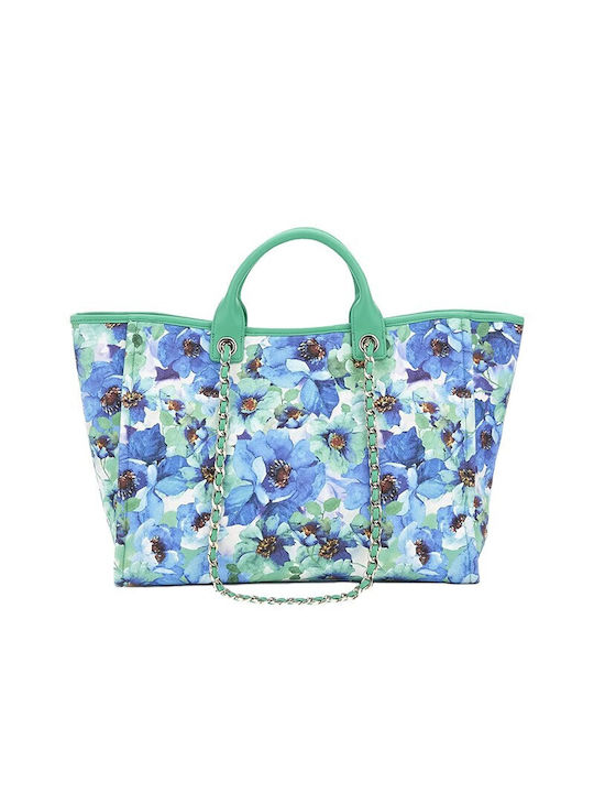 Guess Stoff Strandtasche Blumen Blau