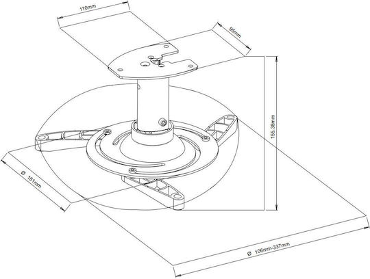 Vivolink Projector Mount Ceiling with Maximum Load Capacity of 15kg White