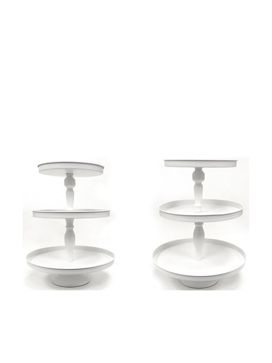 Faitakis Pack Metallic Dessert Tower Stand with 3 Tiers White Ø36cm 45x36cm