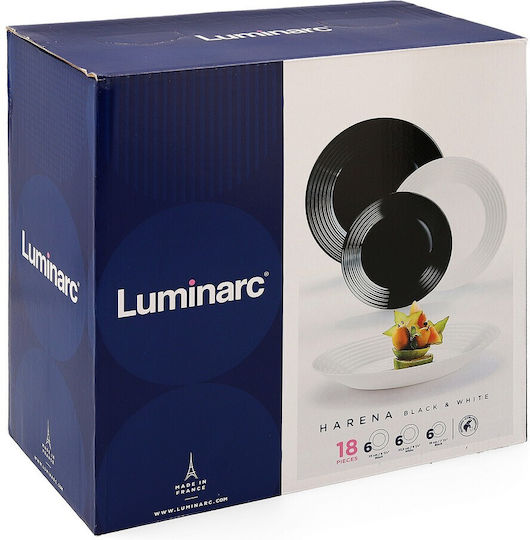 Luminarc Geschirrset Glas White / Black 18Stück