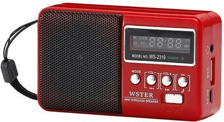 104832 Ραδιοφωνάκι Επαναφορτιζόμενο με Bluetooth και USB Κόκκινο