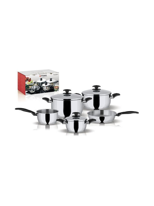 Pyramis Gourmet Pots Set of Stainless Steel with No Coating Silver 5pcs