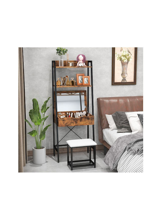 Metallic Makeup Dressing Table Black with Mirror 60x39.5x164.5cm